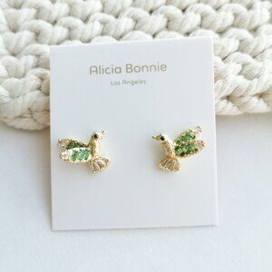 Alicia Bonnie Hummingbird Gold Multi Color Crystal Stud Earrings